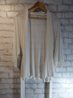 Bailey 44 Chalk Cupcake Sheer Stripe Kimono Belted Cardigan Small NEW